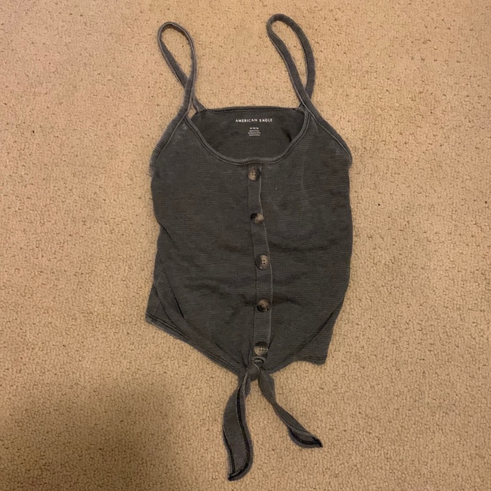 AE Olive Green/Dark Grey Tank with Buttons